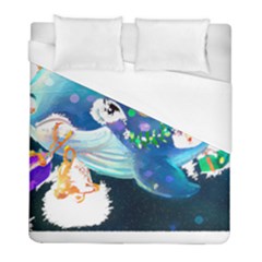 Whale T- Shirt Cute Whale Drawing T- Shirt (1) Duvet Cover (full/ Double Size) by ZUXUMI