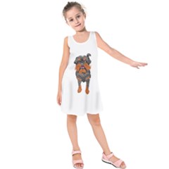 Brussels Griffon T- Shirt White Look Calm Brussels Griffon 01 T- Shirt Kids  Sleeveless Dress by EnriqueJohnson