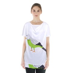 Budgerigar T- Shirt White Look Calm Budgerigar 05 T- Shirt Skirt Hem Sports Top by EnriqueJohnson