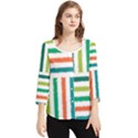 Striped Colorful Pattern Graphic Chiffon Quarter Sleeve Blouse View1