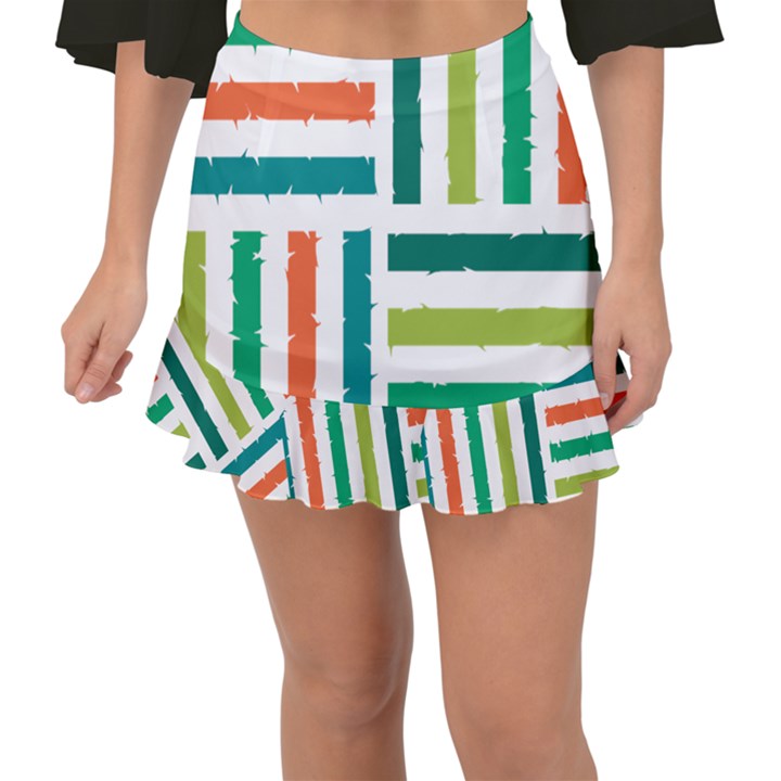 Striped Colorful Pattern Graphic Fishtail Mini Chiffon Skirt