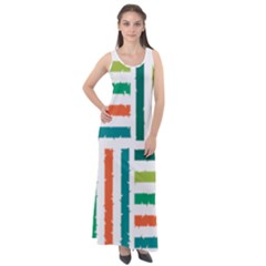 Striped Colorful Pattern Graphic Sleeveless Velour Maxi Dress by Pakjumat