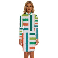 Striped Colorful Pattern Graphic Long Sleeve Shirt Collar Bodycon Dress by Pakjumat