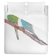 Budgies T- Shirt Cute Budgies - Green And Blue T- Shirt Duvet Cover (queen Size) by EnriqueJohnson