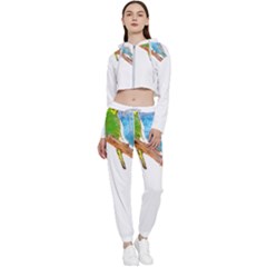 Budgies T- Shirt Cute Budgies Beaking T- Shirt Cropped Zip Up Lounge Set