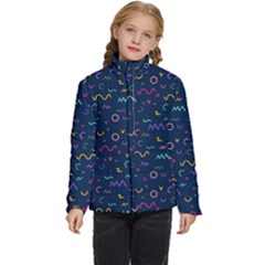 Scribble Pattern Texture Kids  Puffer Bubble Jacket Coat by Pakjumat