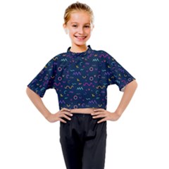 Scribble Pattern Texture Kids Mock Neck T-shirt