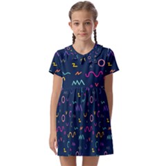 Scribble Pattern Texture Kids  Asymmetric Collar Dress by Pakjumat