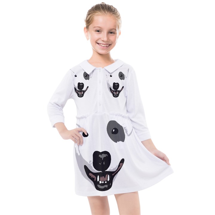 Bull Terrier T- Shirt White Look Calm Bull Terrier 23 T- Shirt Kids  Quarter Sleeve Shirt Dress