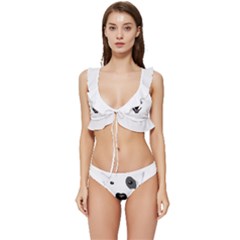 Bull Terrier T- Shirt White Look Calm Bull Terrier 23 T- Shirt Low Cut Ruffle Edge Bikini Set