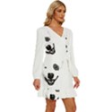 Bull Terrier T- Shirt White Look Calm Bull Terrier 23 T- Shirt Long Sleeve Waist Tie Ruffle Velvet Dress View3