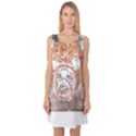 Bulldog T- Shirt Painting Of A Bulldog With Angry Face T- Shirt Sleeveless Satin Nightdress View1