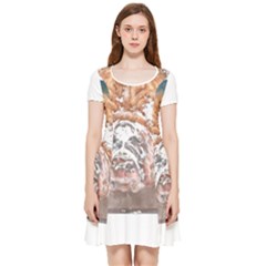 Bulldog T- Shirt Painting Of A Bulldog With Angry Face T- Shirt Inside Out Cap Sleeve Dress