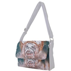 Bulldog T- Shirt Painting Of A Bulldog With Angry Face T- Shirt Full Print Messenger Bag (s) by EnriqueJohnson