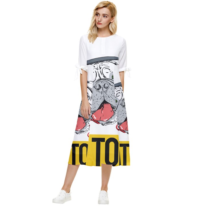 Bullmastiff T- Shirt Nope Not Today Bullmastiff 05 T- Shirt Bow Sleeve Chiffon Midi Dress