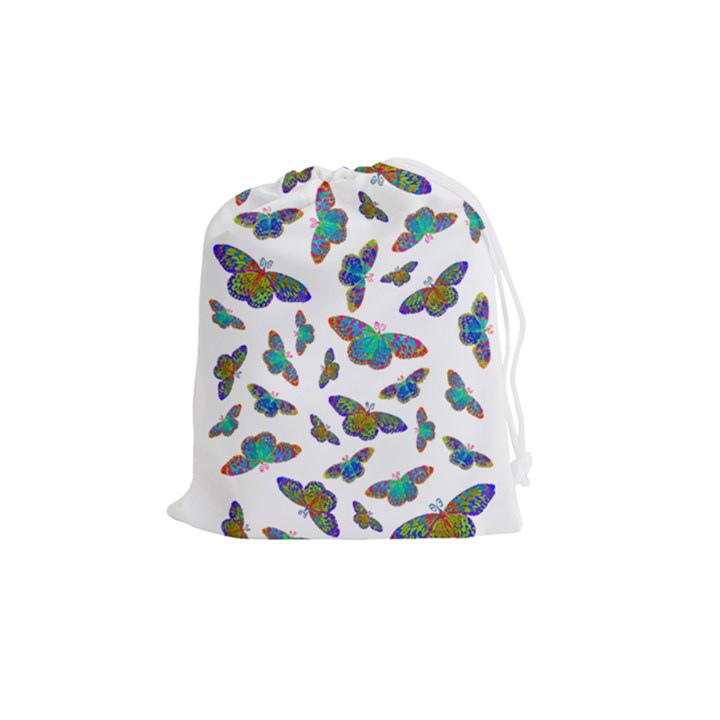 Butterflies T- Shirt Colorful Butterflies In Rainbow Colors T- Shirt Drawstring Pouch (Medium)