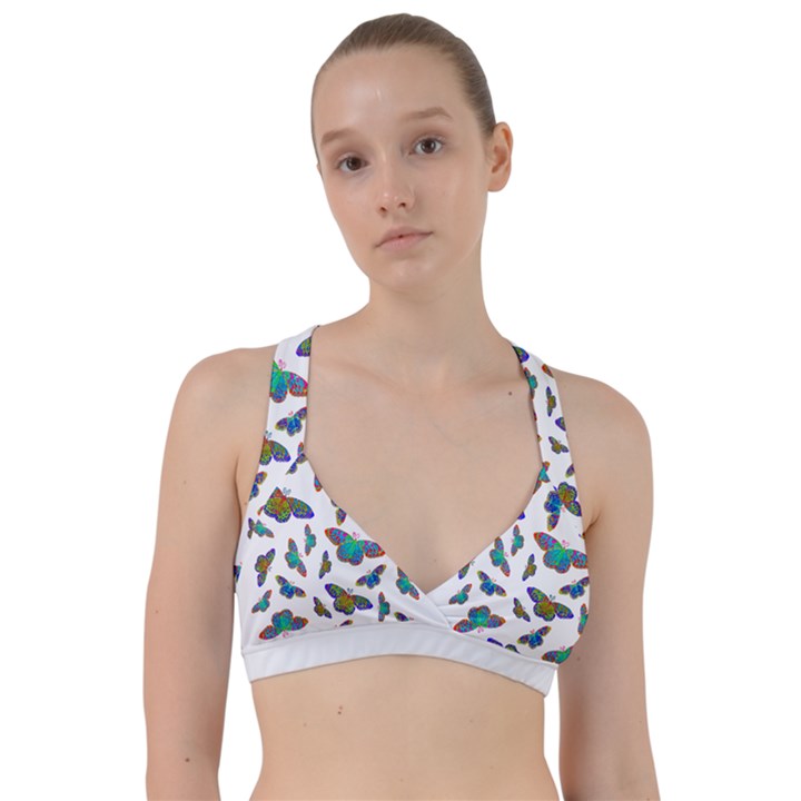 Butterflies T- Shirt Colorful Butterflies In Rainbow Colors T- Shirt Sweetheart Sports Bra