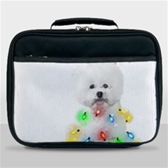 White Bichon Frise Dog Snow Reindeer S T- Shirt White Bichon Frise  Dog Snow Reindeer Santa Hat Chri Lunch Bag by ZUXUMI