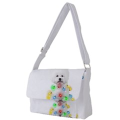 White Bichon Frise Dog Snow Reindeer S T- Shirt White Bichon Frise  Dog Snow Reindeer Santa Hat Chri Full Print Messenger Bag (s) by ZUXUMI