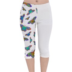 Butterflies T- Shirt Colorful Butterflies In Rainbow Colors T- Shirt Velvet Capri Leggings  by EnriqueJohnson