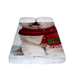 White Bichon Frise Santa Xmas T- Shirt Red Winter Hat Scarf Christmas Cap White Bichon Frise  Santa Fitted Sheet (full/ Double Size) by ZUXUMI