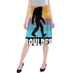 Boulder T- Shirt Boulder Colorado Bigfoot Sasquatch Hiking Camping T- Shirt Midi Beach Skirt by JamesGoode