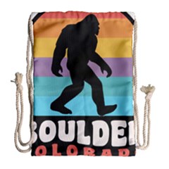 Boulder T- Shirt Boulder Colorado Bigfoot Sasquatch Hiking Camping T- Shirt Drawstring Bag (large) by JamesGoode