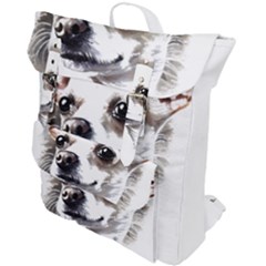 White Chihuahua T- Shirt White And Tan Chihuahua Portrait Watercolor Style T- Shirt Buckle Up Backpack by ZUXUMI