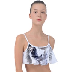 White Chihuahua T- Shirt White And Tan Chihuahua Portrait Watercolor Style T- Shirt Frill Bikini Top by ZUXUMI