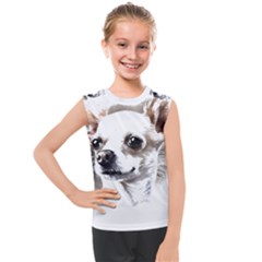 White Chihuahua T- Shirt White And Tan Chihuahua Portrait Watercolor Style T- Shirt Kids  Mesh Tank Top by ZUXUMI