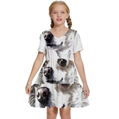 White Chihuahua T- Shirt White And Tan Chihuahua Portrait Watercolor Style T- Shirt Kids  Short Sleeve Tiered Mini Dress by ZUXUMI