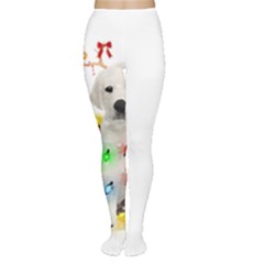 White Labrador Dog Snow Reindeer Santa T- Shirt White Labrador  Dog Snow Reindeer Santa Hat Christma Tights by ZUXUMI