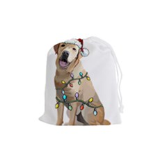 White Labrador Dog T- Shirt White Labrador Dog Santa Christmas Tree Lights Xmas T- Shirt Drawstring Pouch (medium) by ZUXUMI