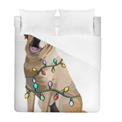 White Labrador Dog T- Shirt White Labrador Dog Santa Christmas Tree Lights Xmas T- Shirt Duvet Cover Double Side (full/ Double Size) by ZUXUMI