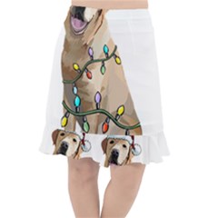 White Labrador Dog T- Shirt White Labrador Dog Santa Christmas Tree Lights Xmas T- Shirt Fishtail Chiffon Skirt by ZUXUMI