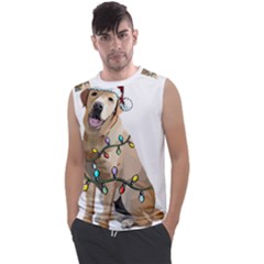 White Labrador Dog T- Shirt White Labrador Dog Santa Christmas Tree Lights Xmas T- Shirt Men s Regular Tank Top by ZUXUMI