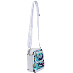 White Shepherd Turquoise Artsy T- Shirt White Shepherd (turquoise Artsy) T- Shirt Shoulder Strap Belt Bag by ZUXUMI