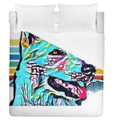 White Shepherd Turquoise Artsy T- Shirt White Shepherd (turquoise Artsy) T- Shirt Duvet Cover (queen Size) by ZUXUMI