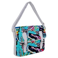 White Shepherd Turquoise Artsy T- Shirt White Shepherd (turquoise Artsy) T- Shirt Buckle Messenger Bag by ZUXUMI