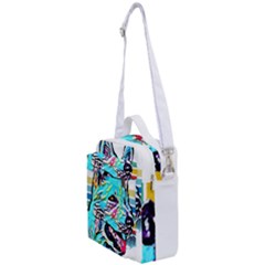 White Shepherd Turquoise Artsy T- Shirt White Shepherd (turquoise Artsy) T- Shirt Crossbody Day Bag by ZUXUMI