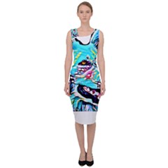 White Shepherd Turquoise Artsy T- Shirt White Shepherd (turquoise Artsy) T- Shirt Sleeveless Pencil Dress by ZUXUMI