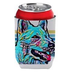 White Shepherd Turquoise Artsy T- Shirt White Shepherd (turquoise Artsy) T- Shirt Can Holder by ZUXUMI