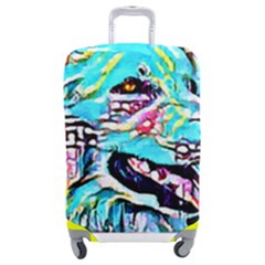 White Shepherd Turquoise Artsy T- Shirt White Shepherd (turquoise Artsy) T- Shirt Luggage Cover (medium) by ZUXUMI