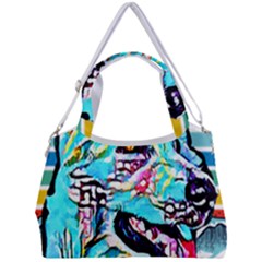 White Shepherd Turquoise Artsy T- Shirt White Shepherd (turquoise Artsy) T- Shirt Double Compartment Shoulder Bag by ZUXUMI