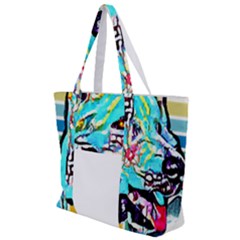 White Shepherd Turquoise Artsy T- Shirt White Shepherd (turquoise Artsy) T- Shirt Zip Up Canvas Bag by ZUXUMI