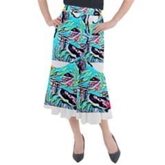 White Shepherd Turquoise Artsy T- Shirt White Shepherd (turquoise Artsy) T- Shirt Midi Mermaid Skirt by ZUXUMI