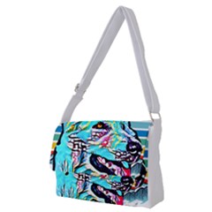 White Shepherd Turquoise Artsy T- Shirt White Shepherd (turquoise Artsy) T- Shirt Full Print Messenger Bag (m) by ZUXUMI