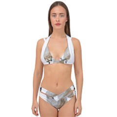 White Wolf T- Shirtwhite Wolf Howling T- Shirt Double Strap Halter Bikini Set