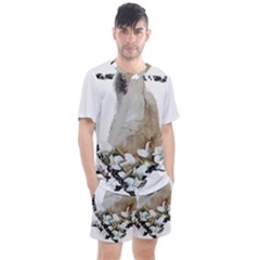 White Wolf T- Shirtwhite Wolf Howling T- Shirt Men s Mesh T-Shirt and Shorts Set