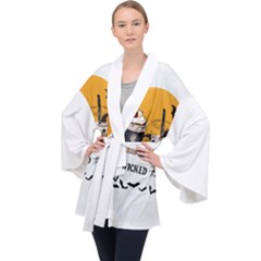 Wicked T- Shirt Something Wicked This Way Comes T- Shirt Long Sleeve Velvet Kimono  by ZUXUMI